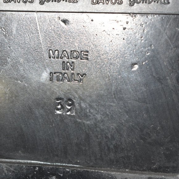 $700 JOSHUA SANDERS GOLD SMILEY-BUCKLE LEATHER SLIPPERS SLIDE BLACK 39 (TB20) - Picture 8 of 8